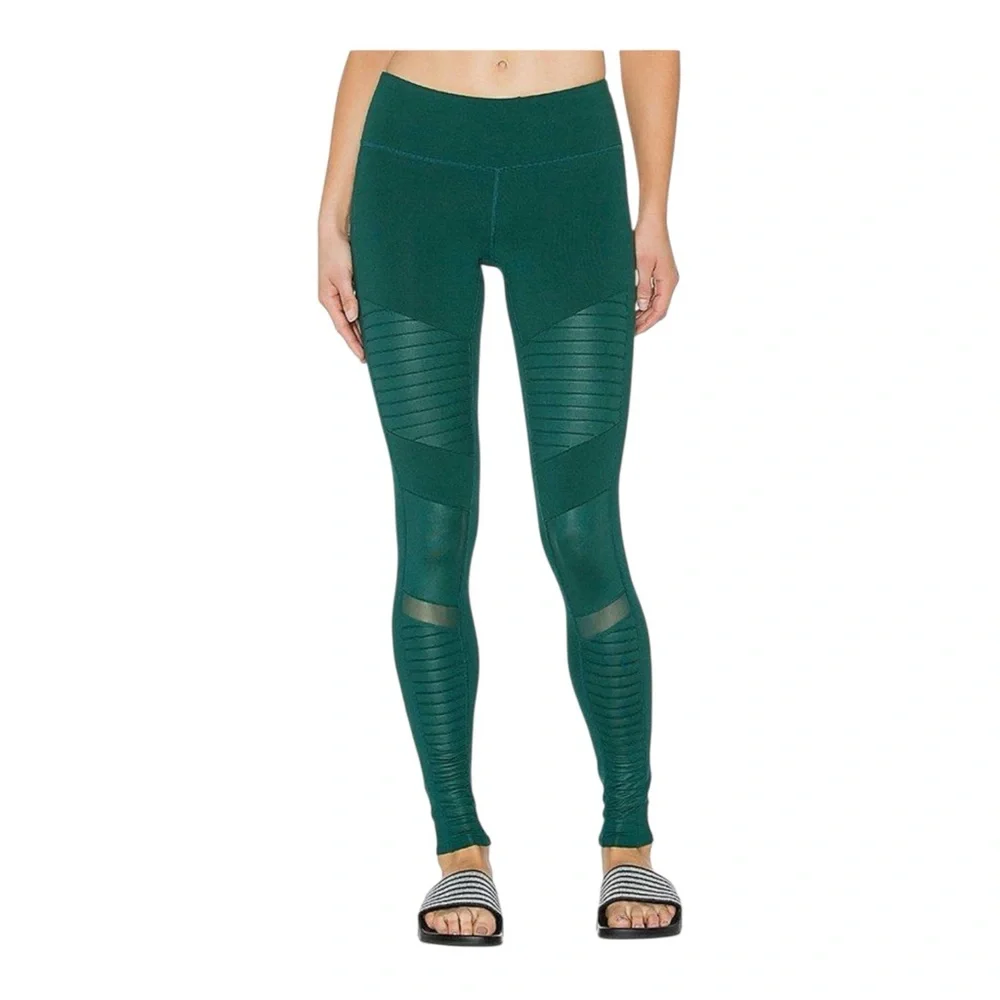 Alo Yoga High Waist Moto Emerald Leggings Small